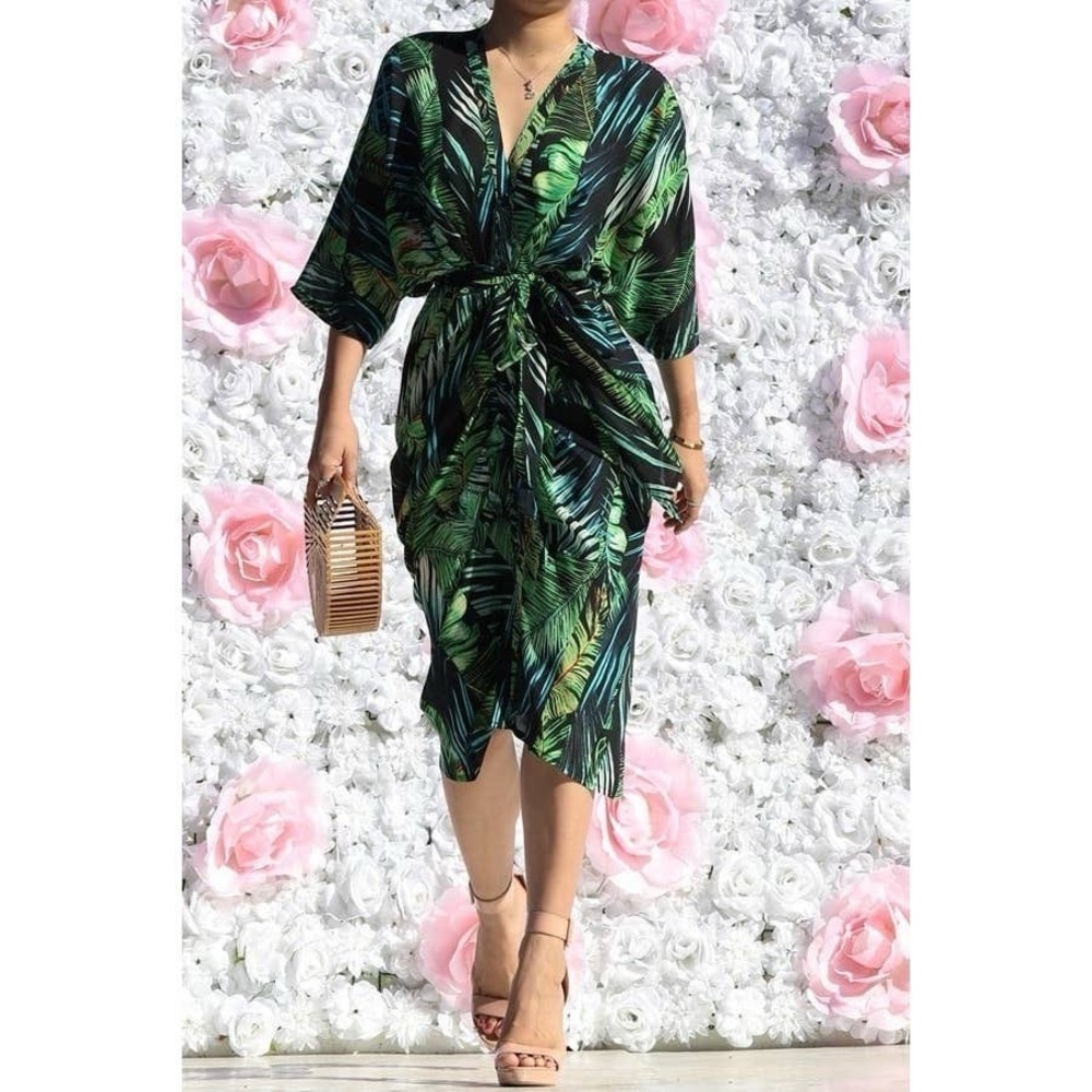 Tropical Green Midi Dress